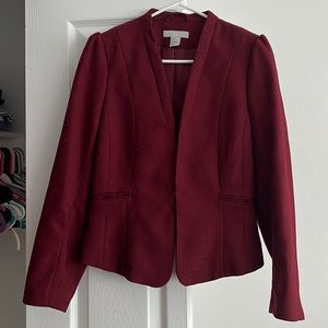 Red Blazer with Subtle Floral Details